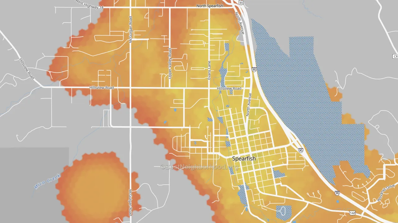 Bike Grade map of 57799, SD