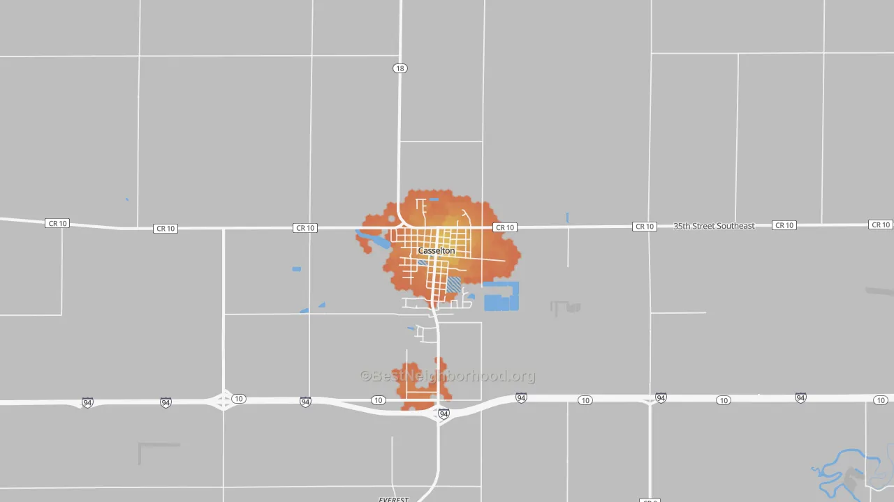 Bike Grade map of 58012, ND