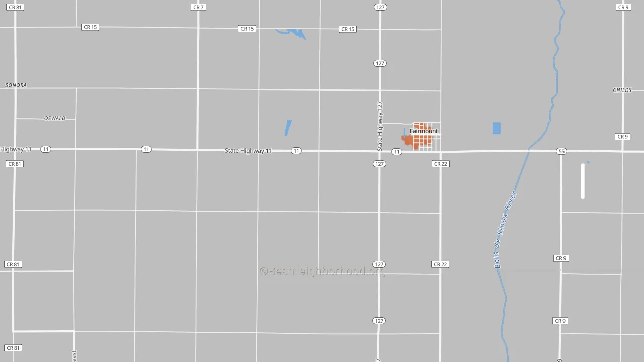 Bike Grade map of 58030, ND