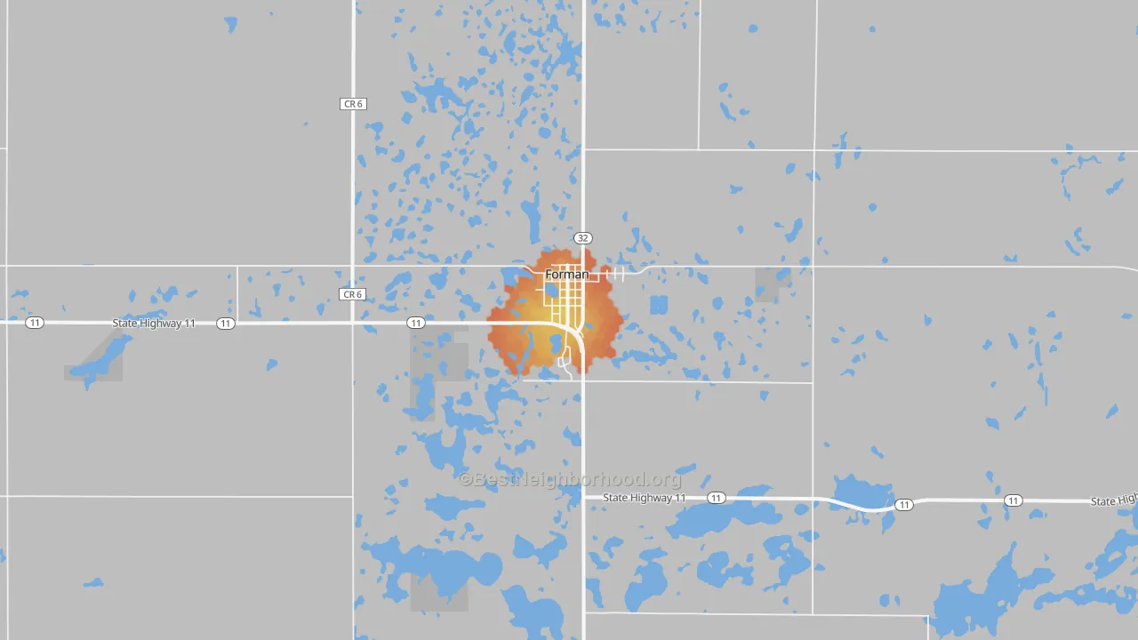 Bike Grade map of 58032, ND