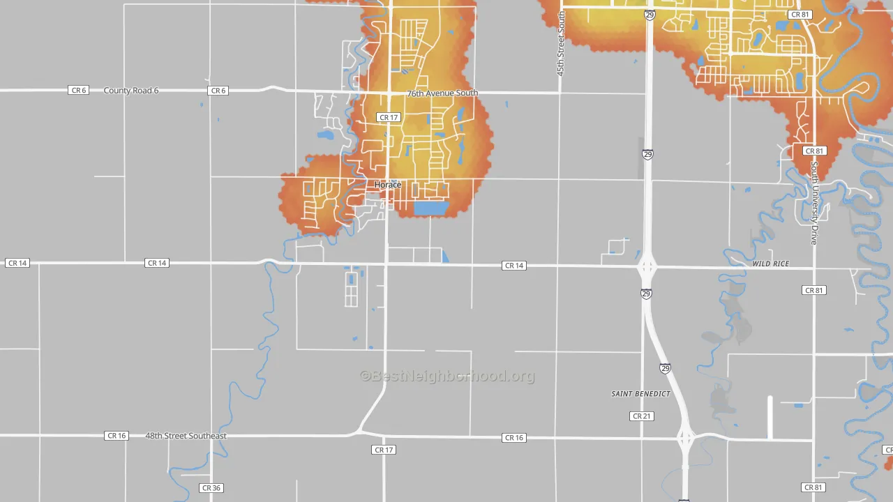 Bike Grade map of 58047, ND