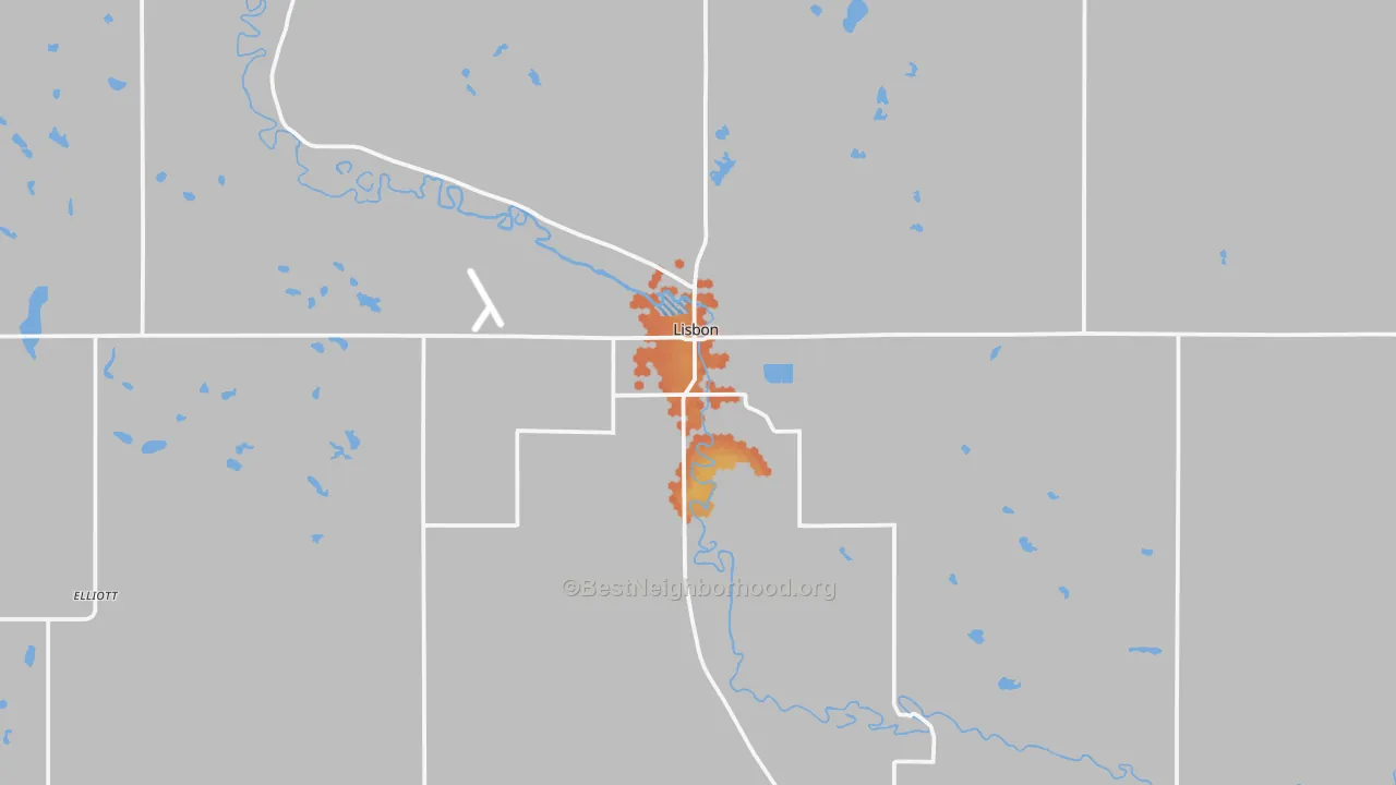 Bike Grade map of 58054, ND