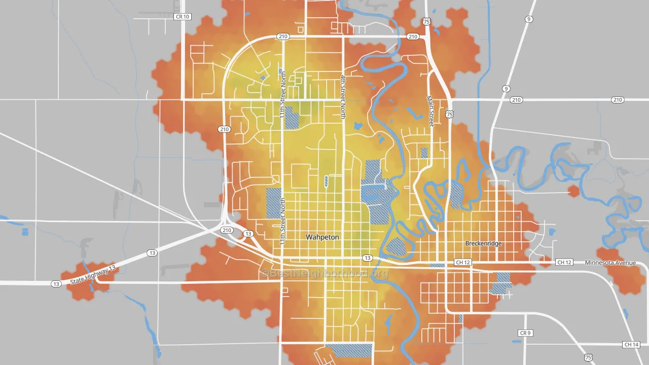 Bike Grade map of 58076, ND