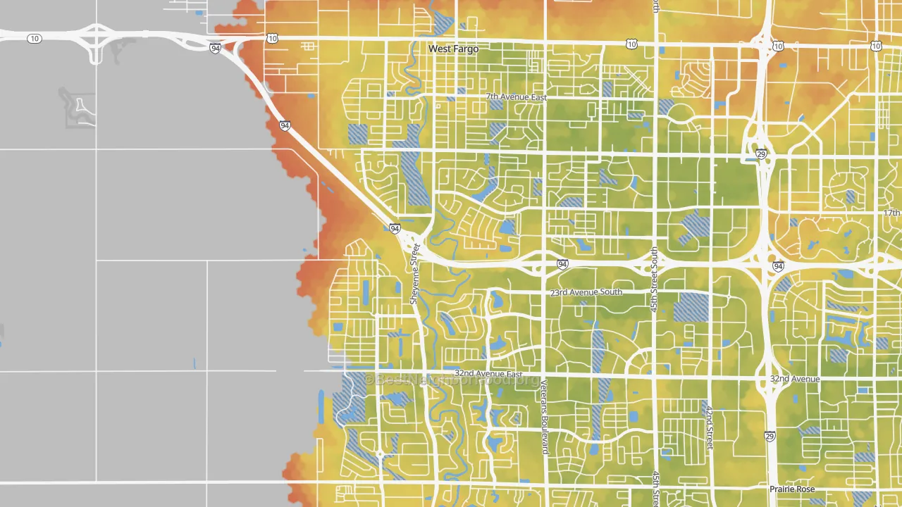 Bike Grade map of 58078, ND