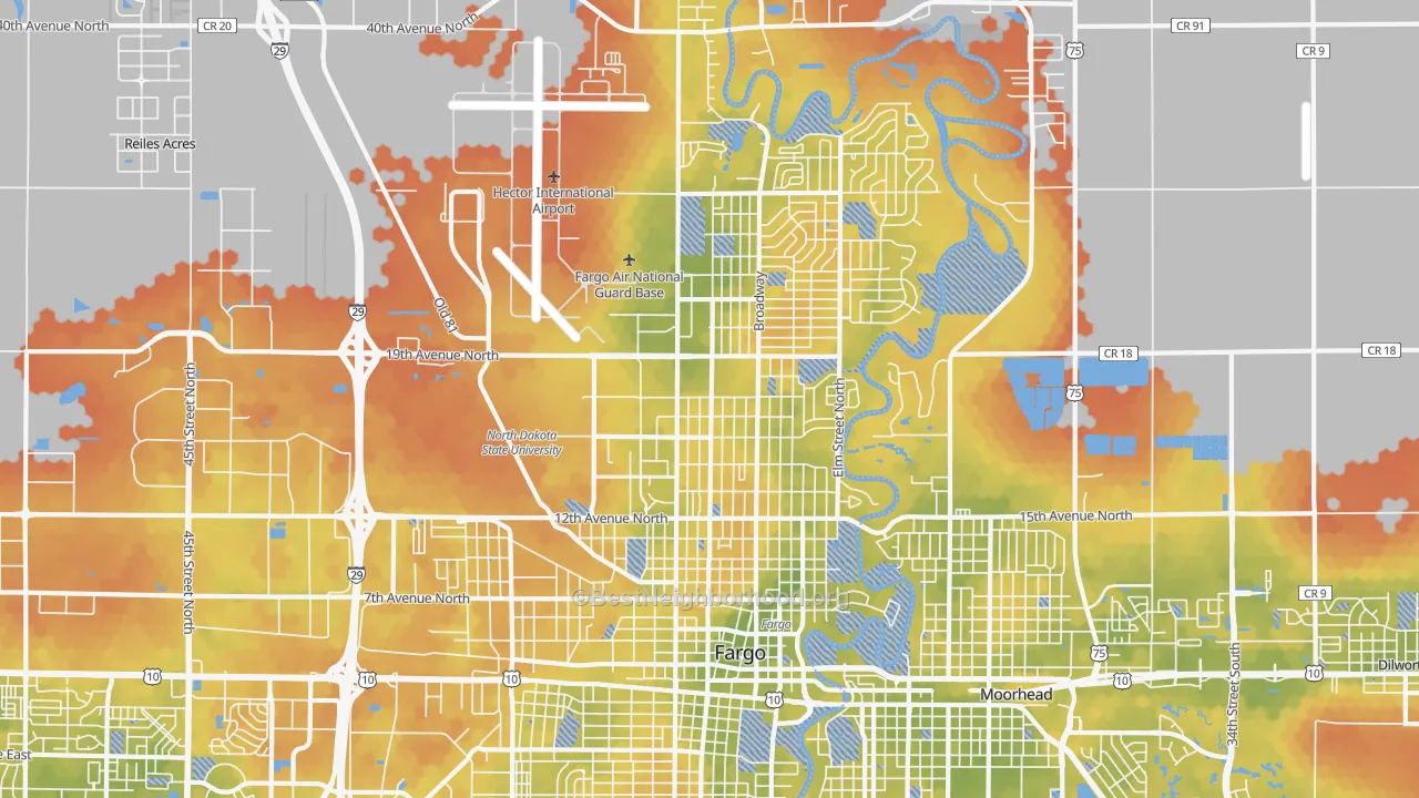 Bike Grade map of 58102, ND