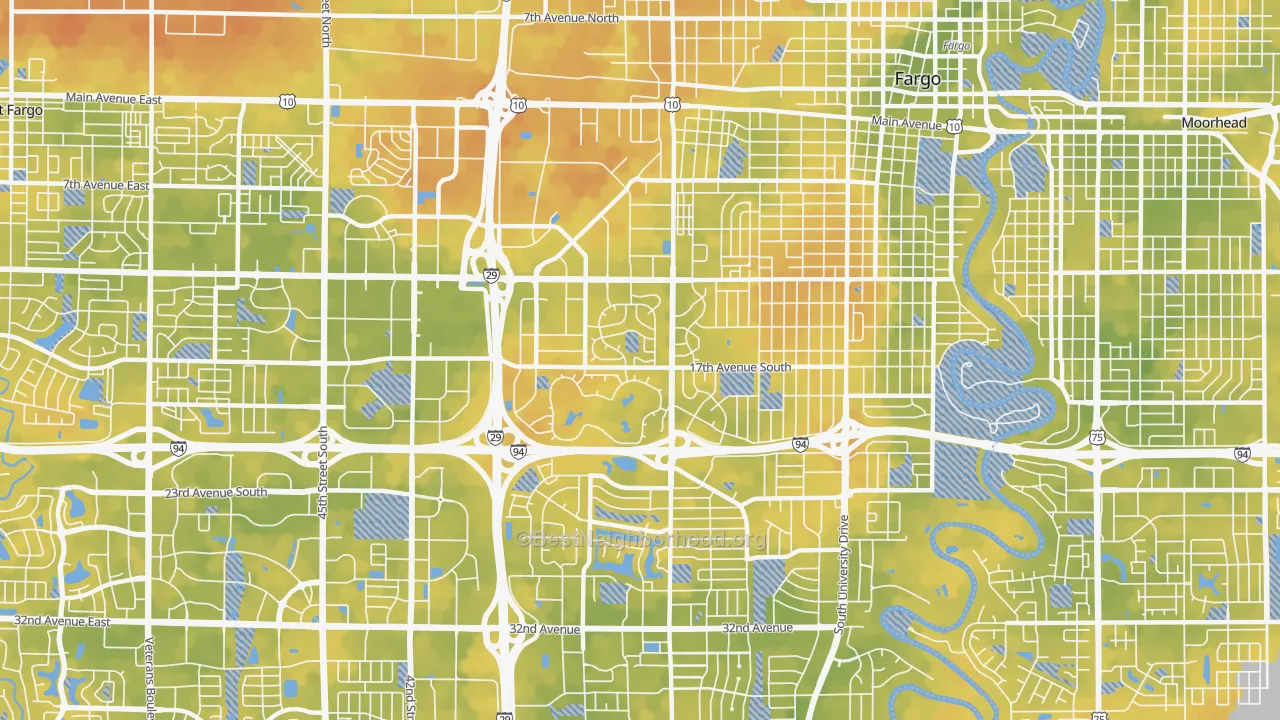 Bike Grade map of 58103, ND