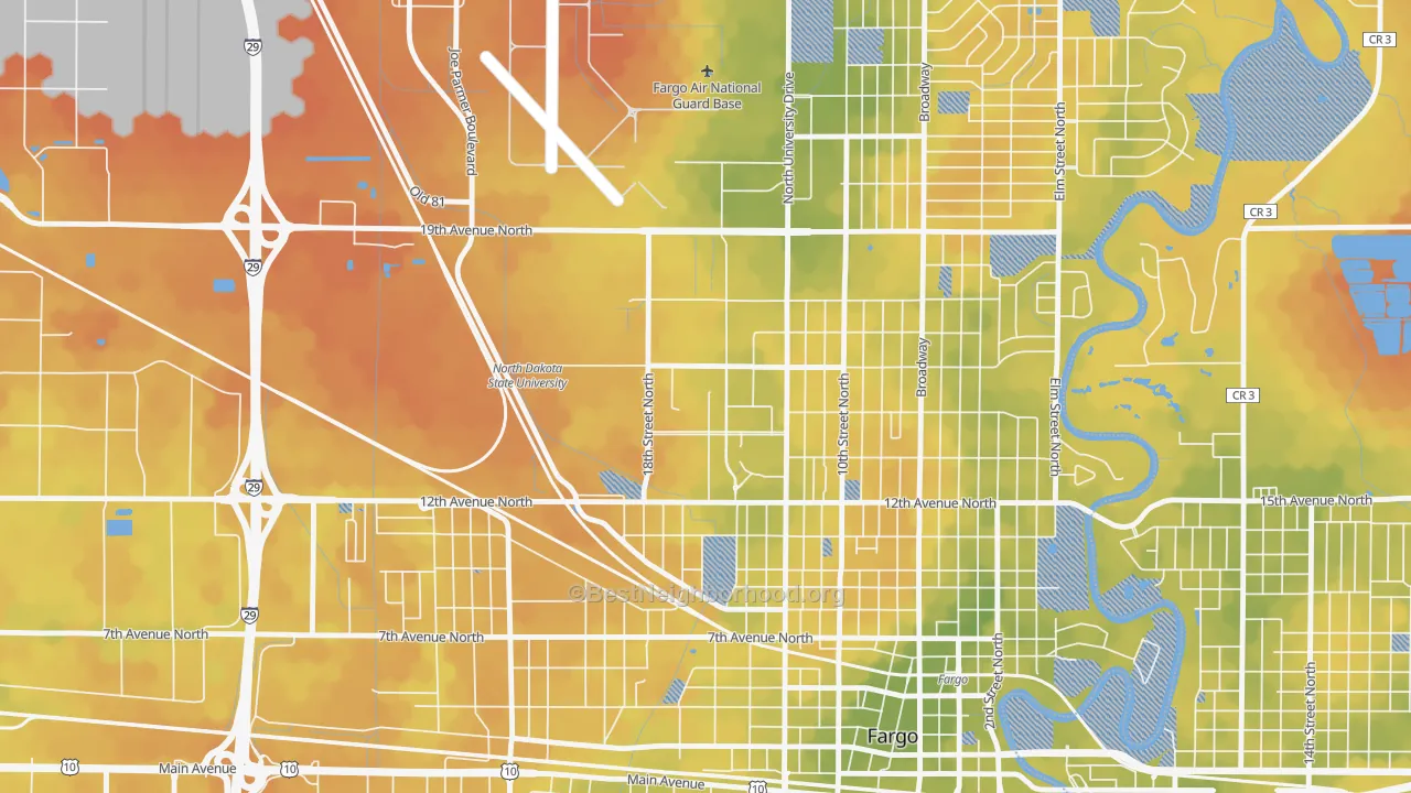 Bike Grade map of 58105, ND