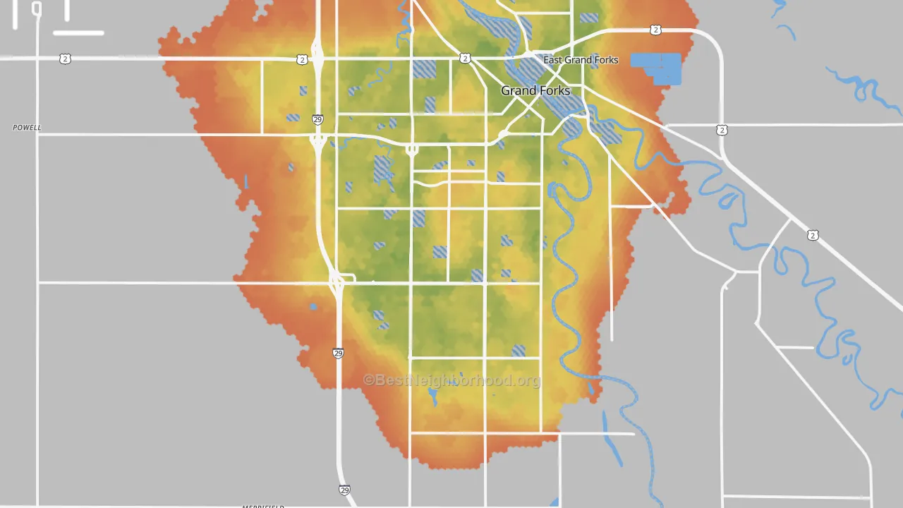 Bike Grade map of 58201, ND