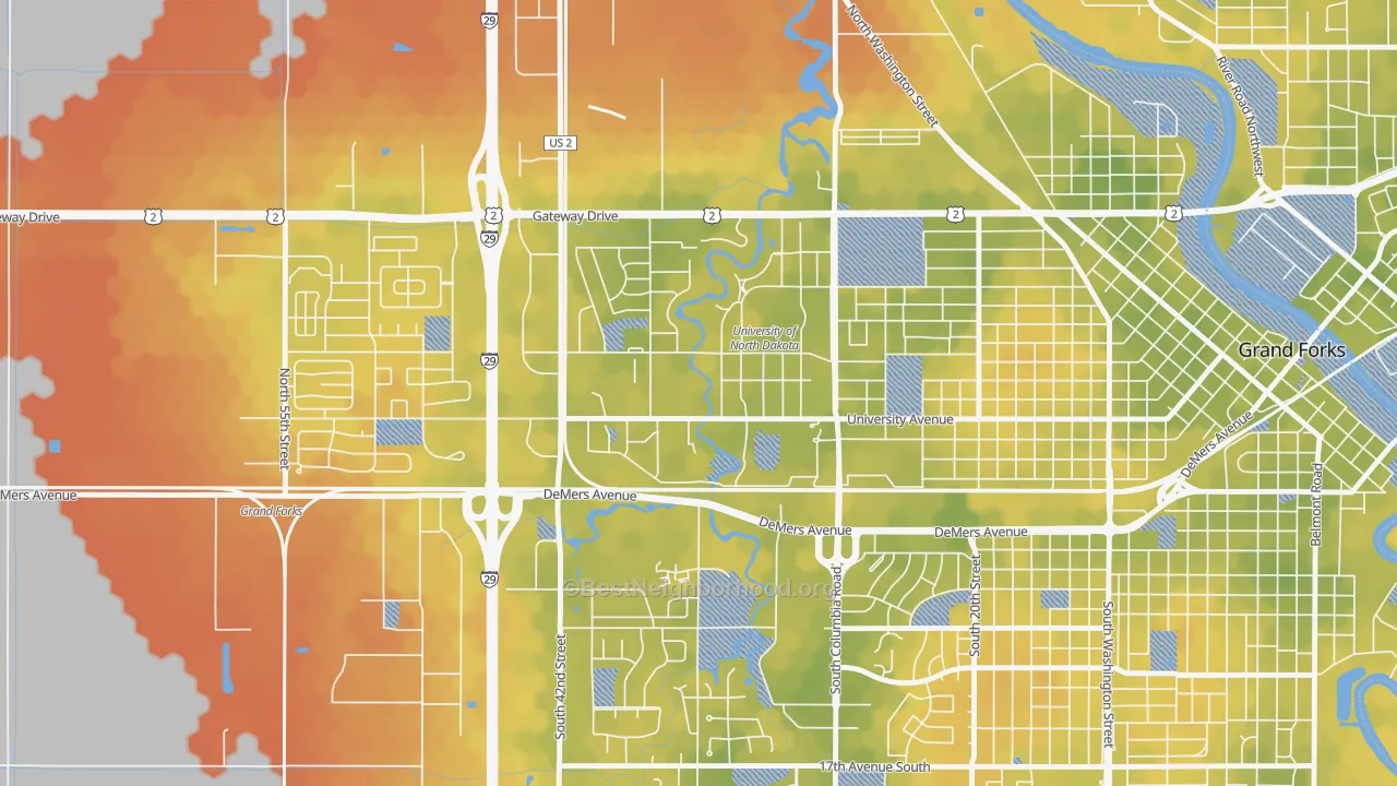 Bike Grade map of 58202, ND
