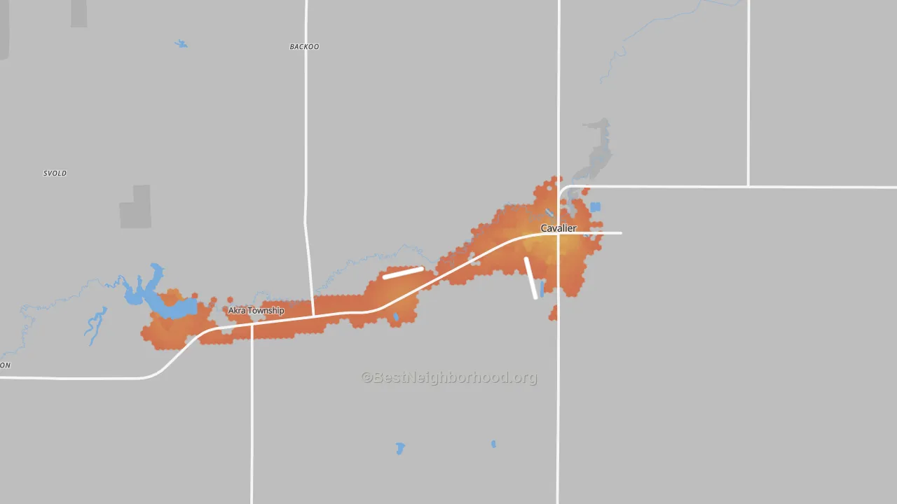 Bike Grade map of 58220, ND
