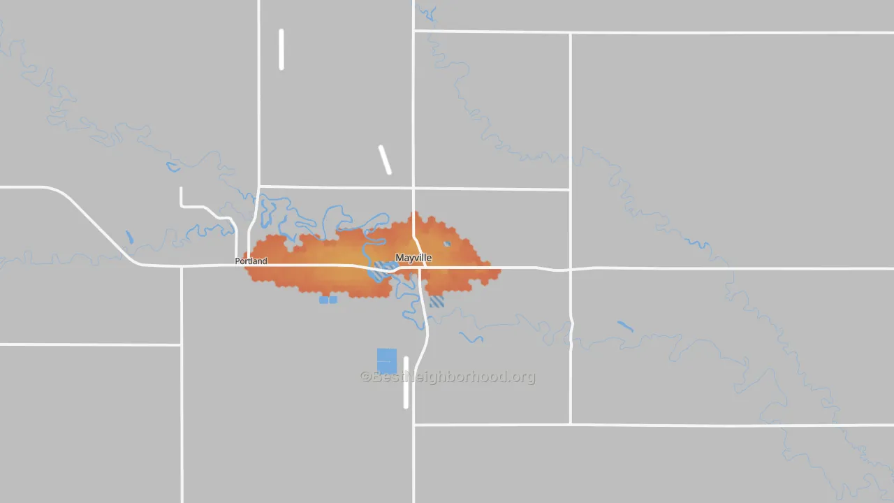 Bike Grade map of 58257, ND