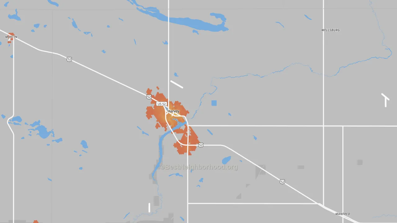 Bike Grade map of 58341, ND