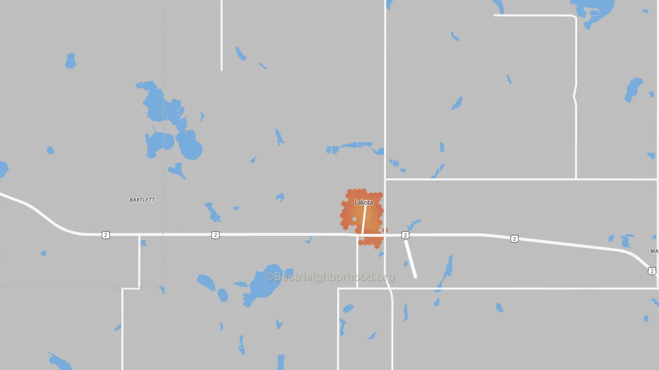 Bike Grade map of 58344, ND