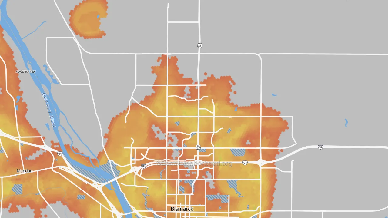 Bike Grade map of 58503, ND