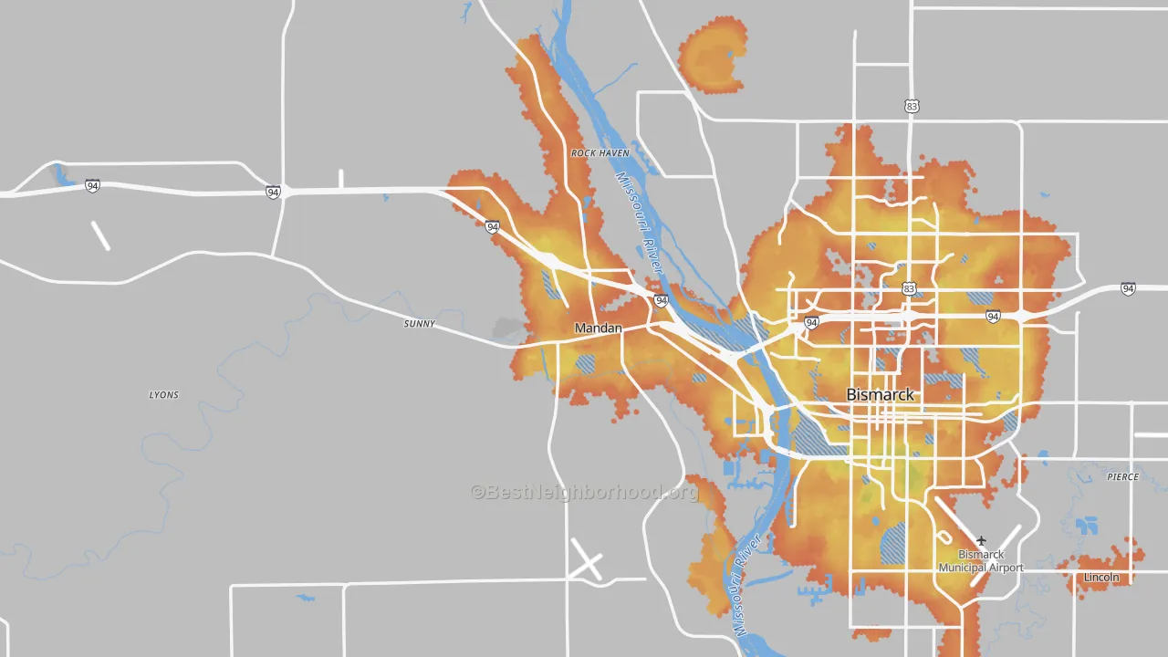 Bike Grade map of 58554, ND