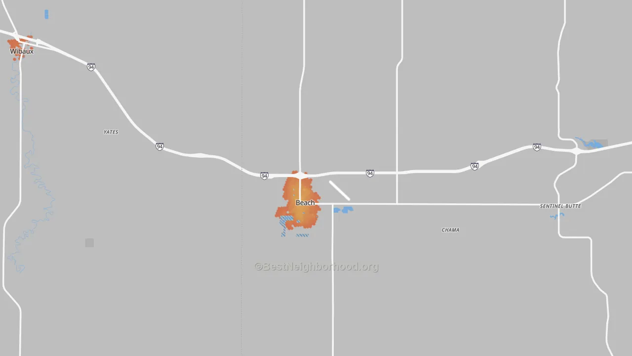 Bike Grade map of 58621, ND
