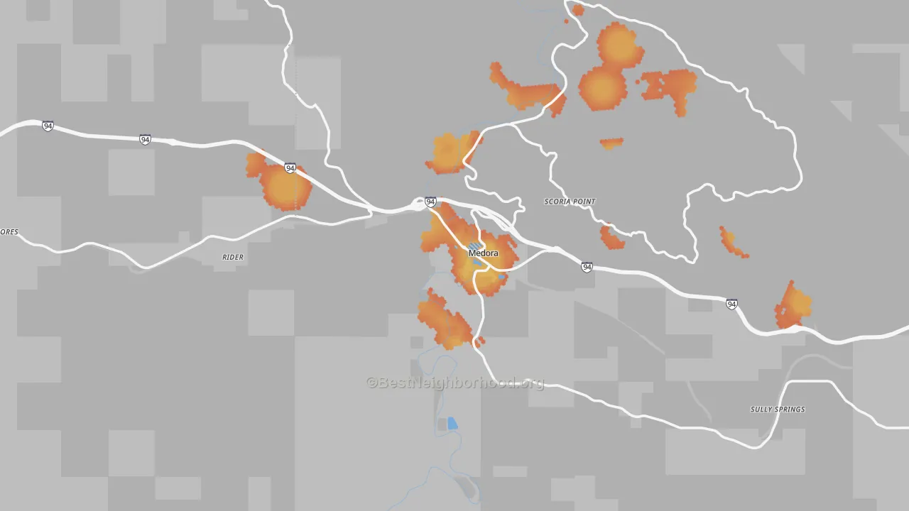 Bike Grade map of 58645, ND