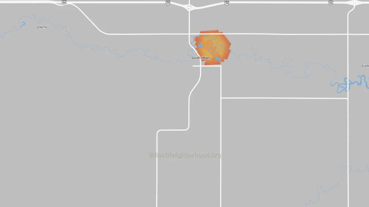 Bike Grade map of 58655, ND