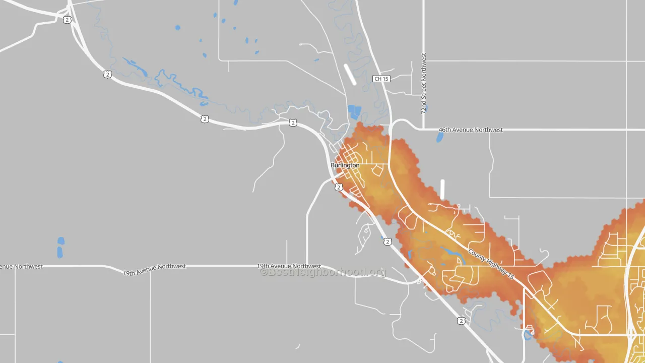 Bike Grade map of 58722, ND