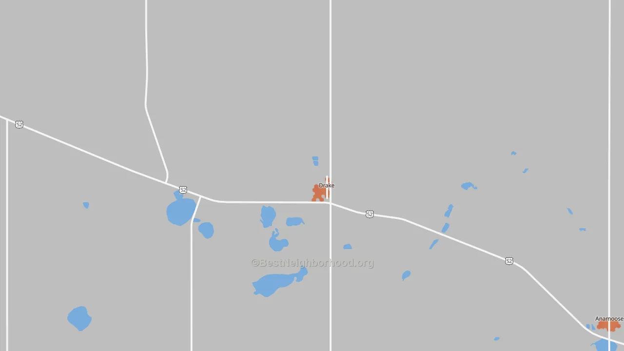 Bike Grade map of 58736, ND