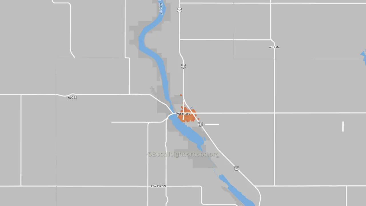 Bike Grade map of 58746, ND