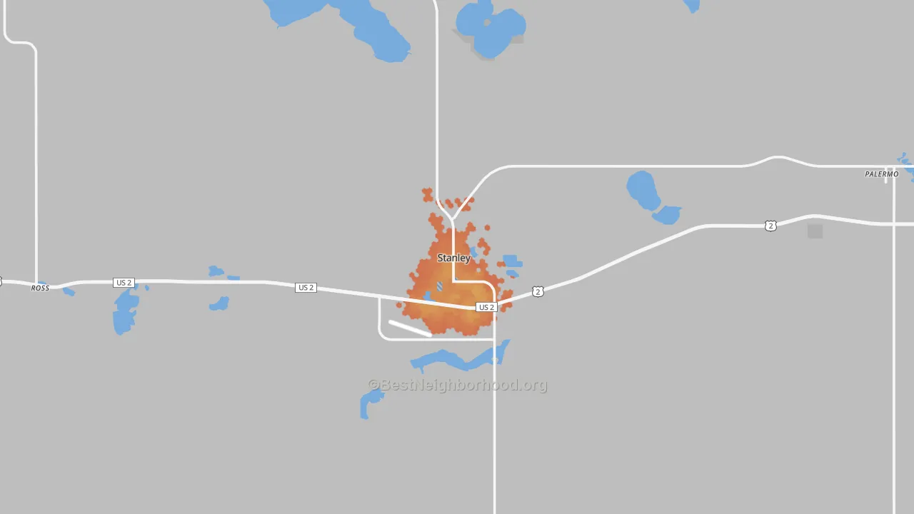 Bike Grade map of 58784, ND