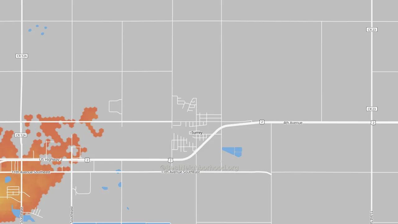 Bike Grade map of 58785, ND