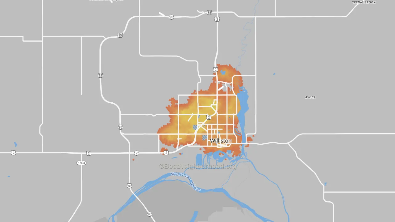 Bike Grade map of 58801, ND