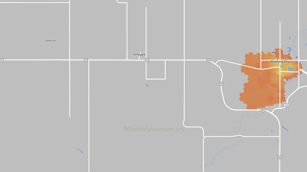 Bike Grade map of 58835, ND