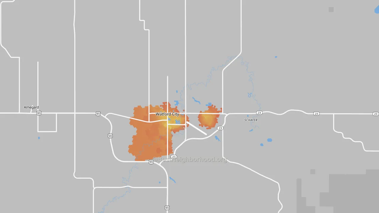 Bike Grade map of 58854, ND
