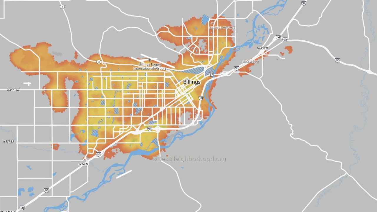 Bike Grade map of 59101, MT