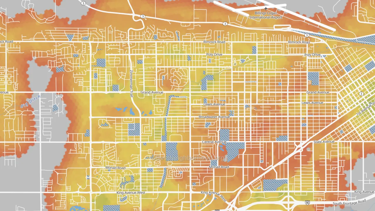 Bike Grade map of 59102, MT