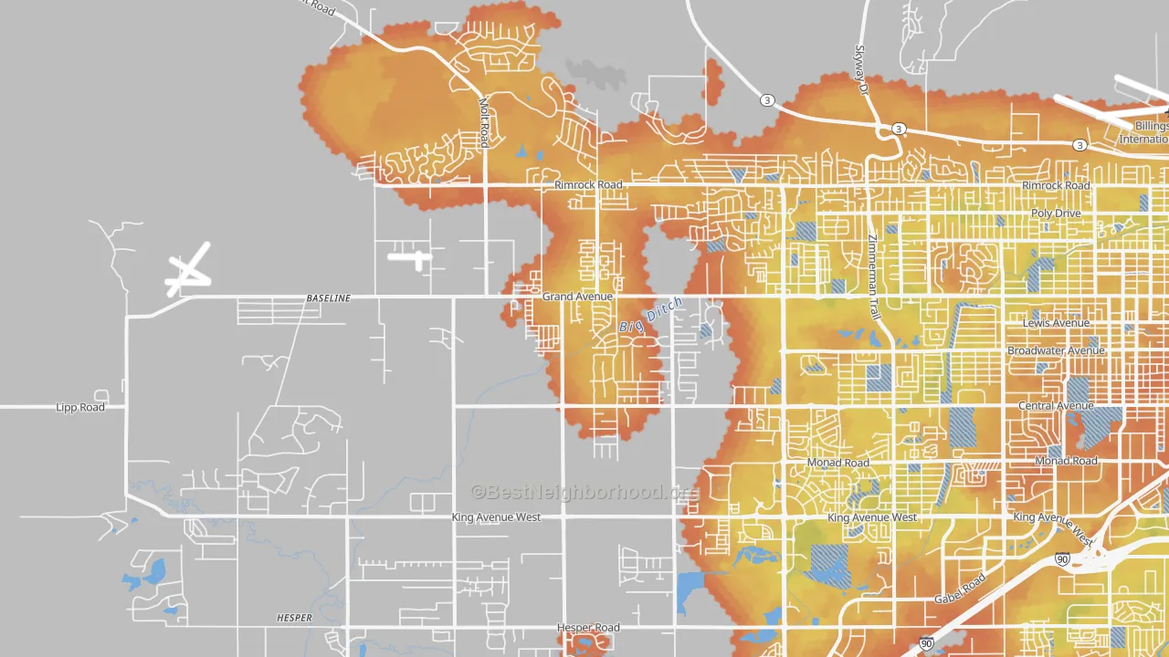 Bike Grade map of 59106, MT