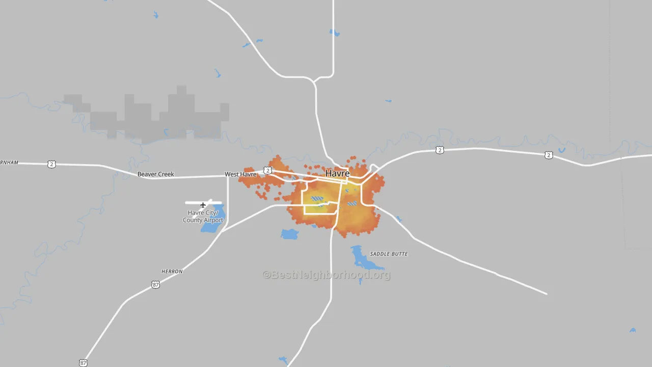 Bike Grade map of 59501, MT