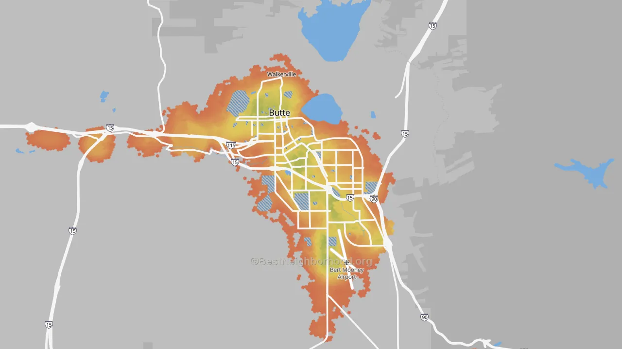 Bike Grade map of 59701, MT
