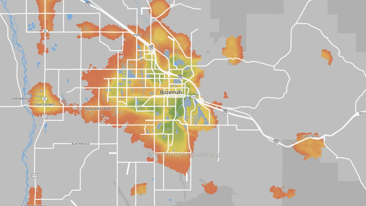 Bike Grade map of 59715, MT