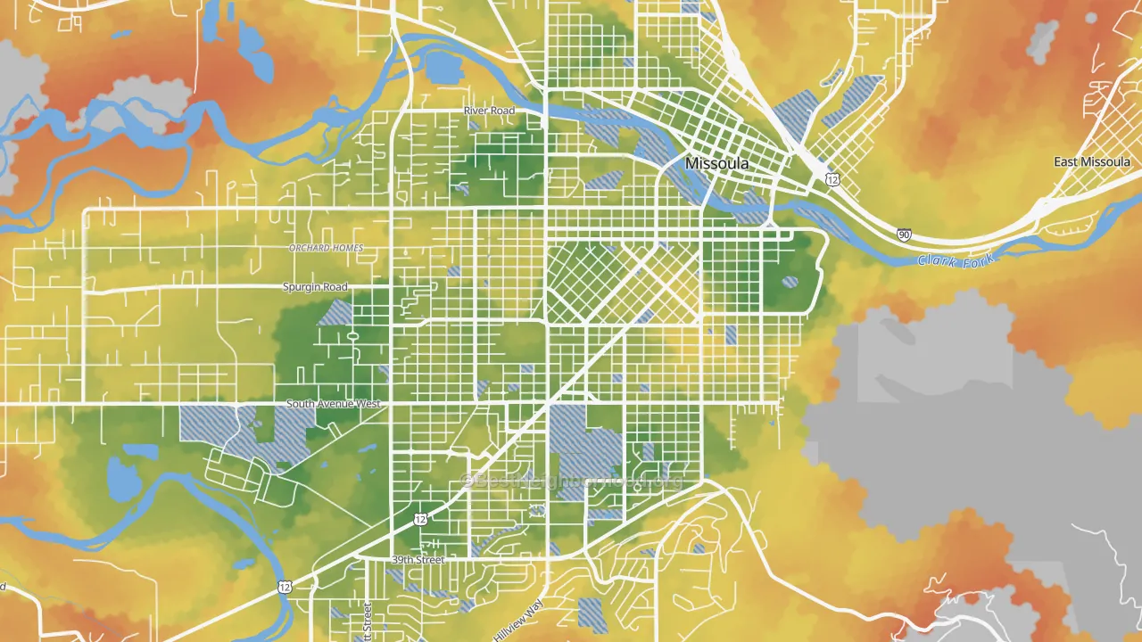 Bike Grade map of 59801, MT