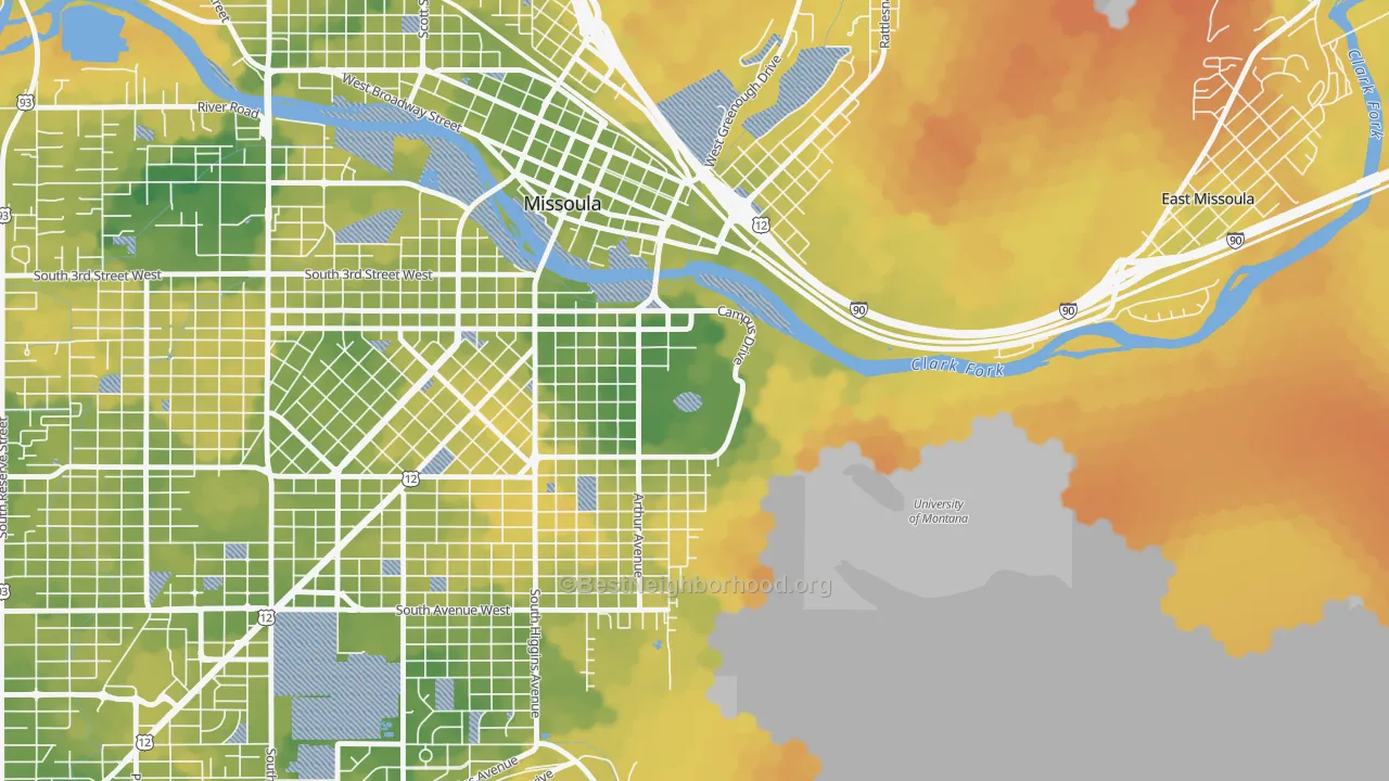 Bike Grade map of 59812, MT