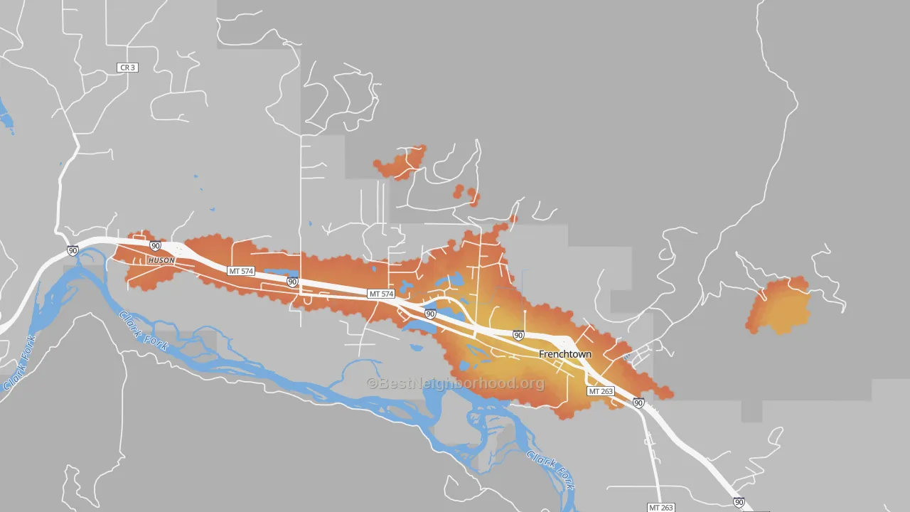 Bike Grade map of 59834, MT