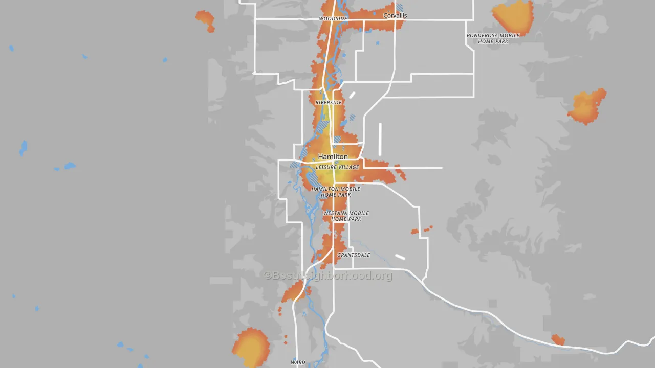 Bike Grade map of 59840, MT