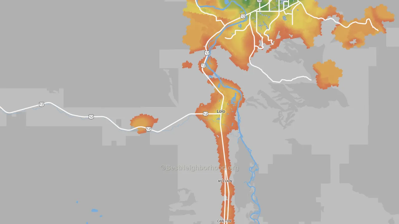 Bike Grade map of 59847, MT