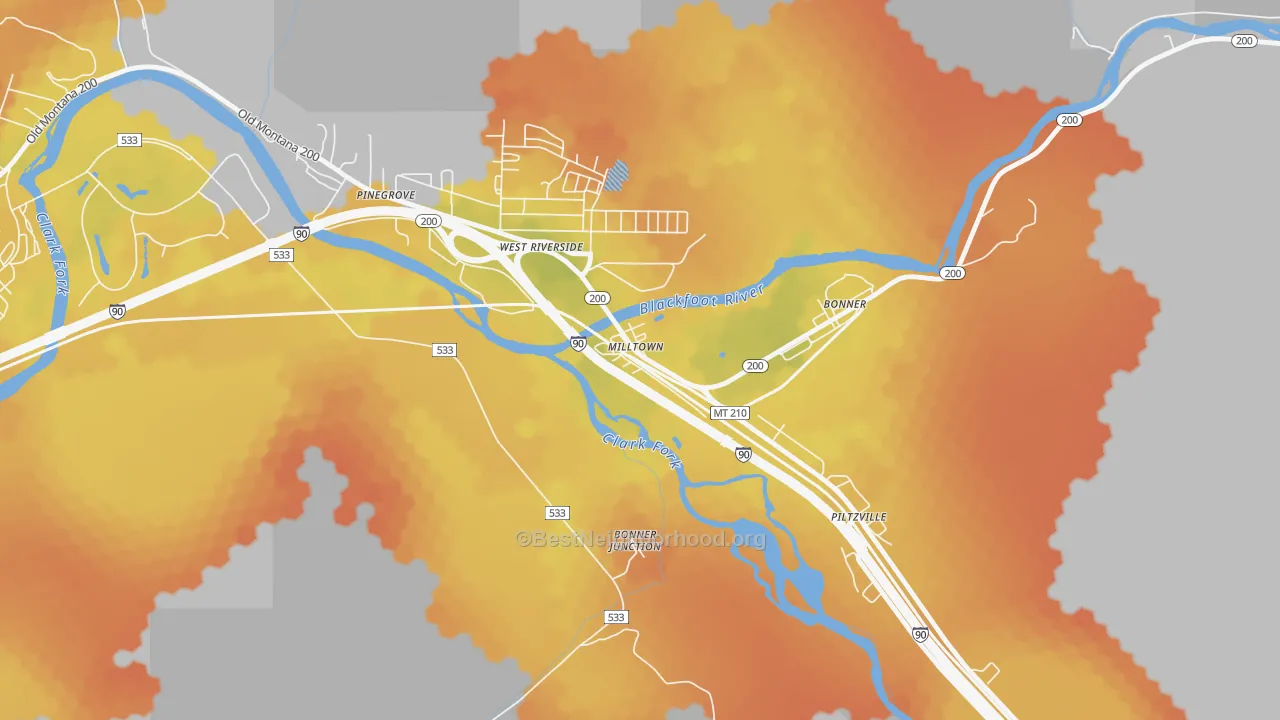 Bike Grade map of 59851, MT