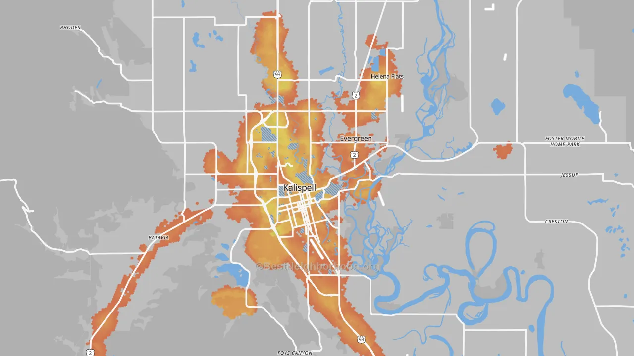 Bike Grade map of 59901, MT