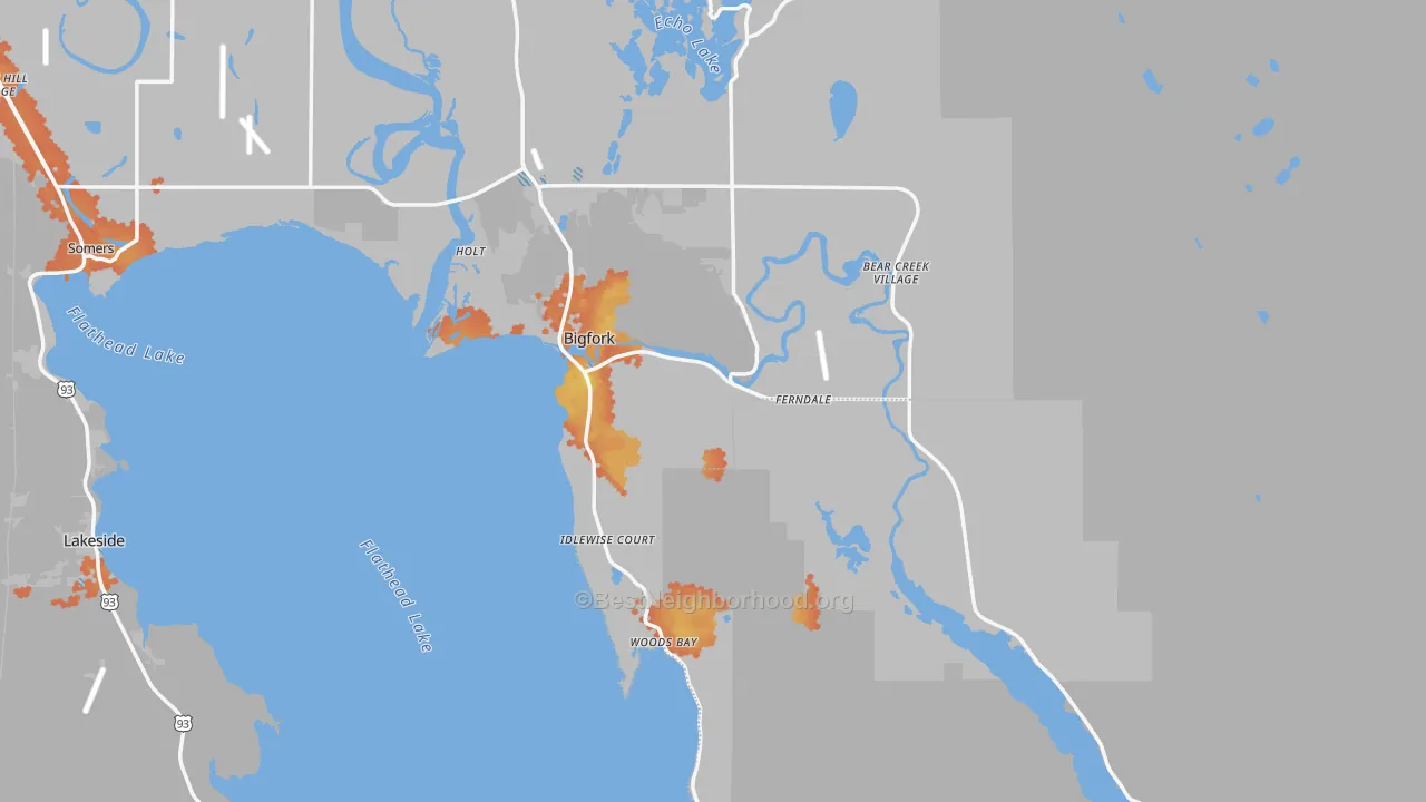 Bike Grade map of 59911, MT