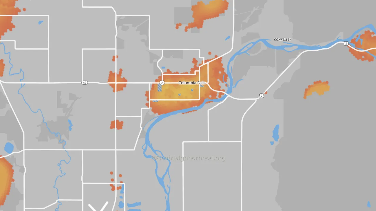 Bike Grade map of 59912, MT