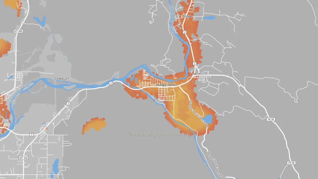 Bike Grade map of 59919, MT
