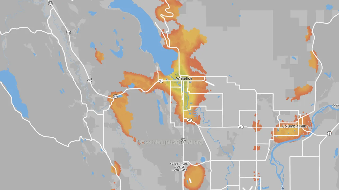 Bike Grade map of 59937, MT