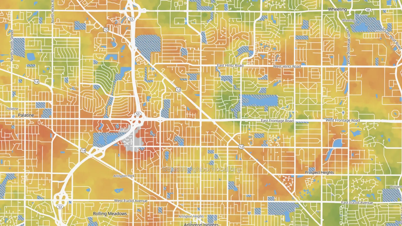 Bike Grade map of 60004, IL