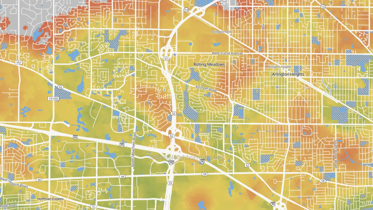 Bike Grade map of 60008, IL