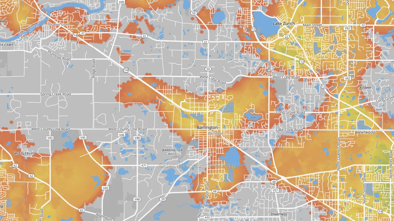 Bike Grade map of 60010, IL
